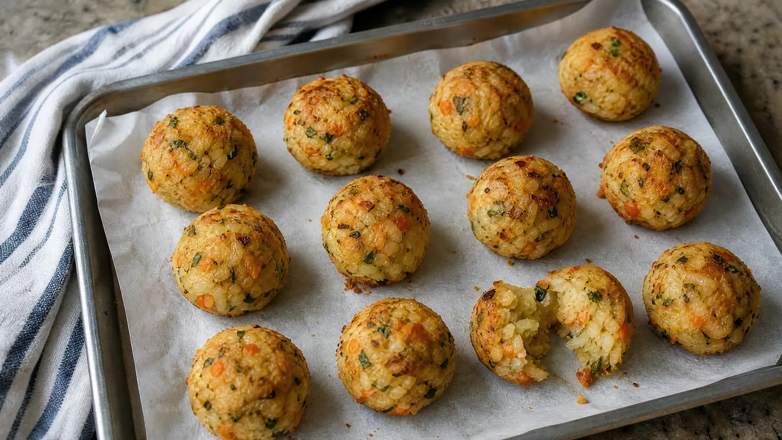 Foto do prato pronto: Bolinho de arroz assado com cenoura e cebolinha