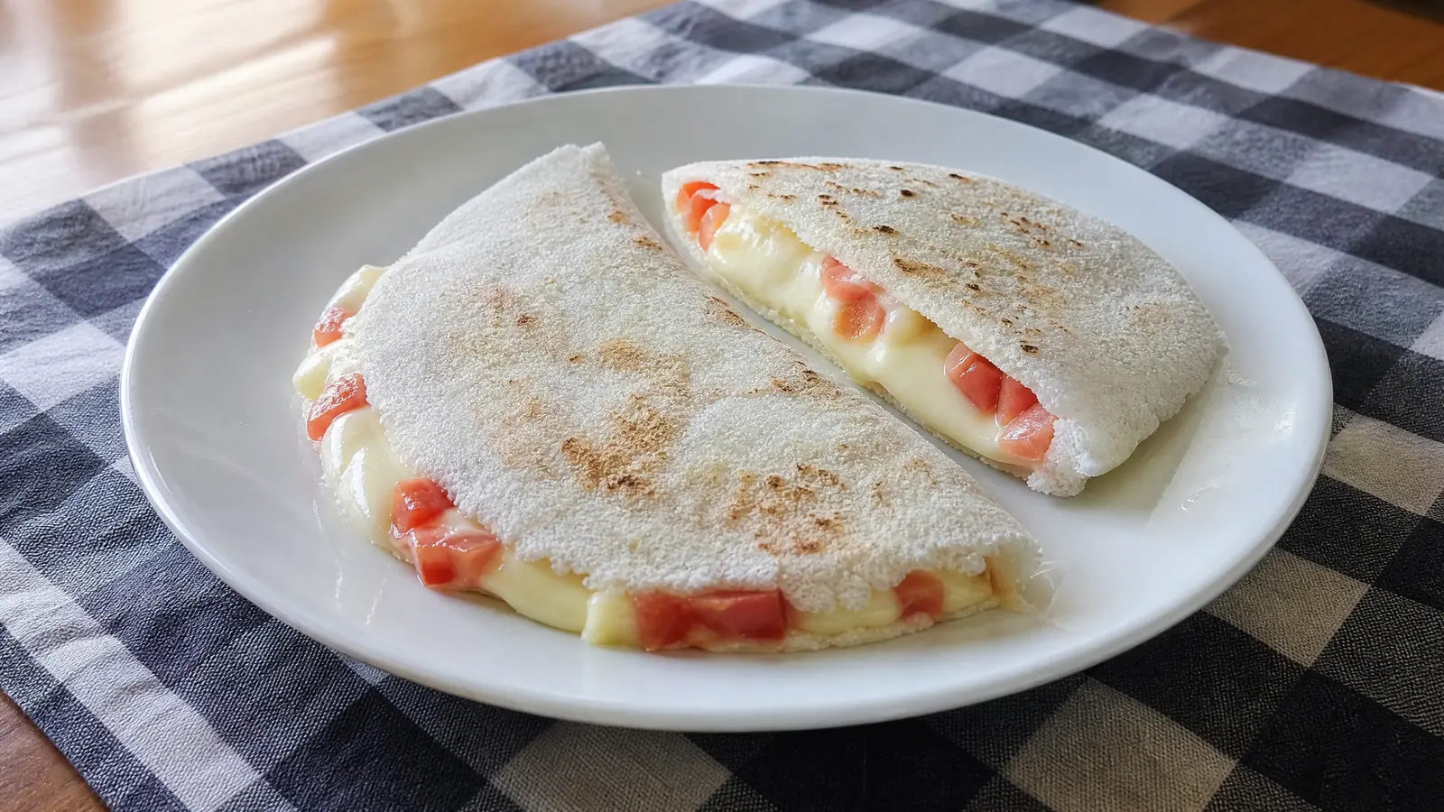 Foto do prato pronto: Tapioca com queijo minas e tomate